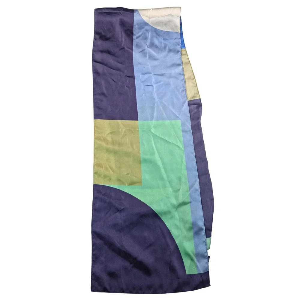 Echo Women Colorblock Theory Oblong Silk Scarf Modernist Artsy Feminine NWT